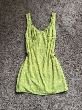 Lime Green Floral Summer Slip Dress